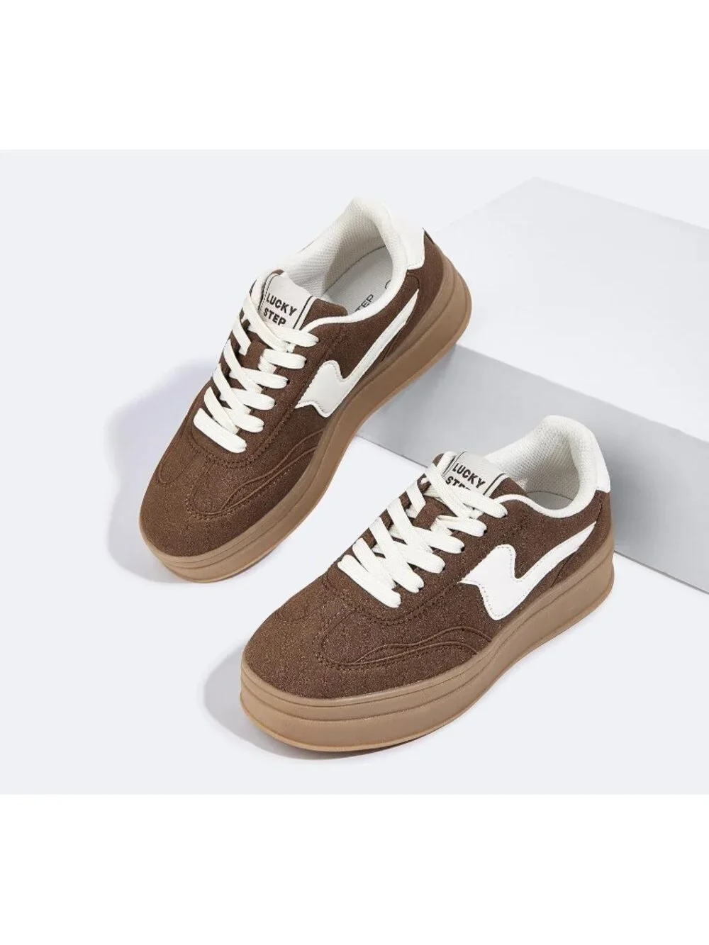 🆕Women's Dark Brown Platform Fashion Sneakers Thick Sole Casual Walking Shoes